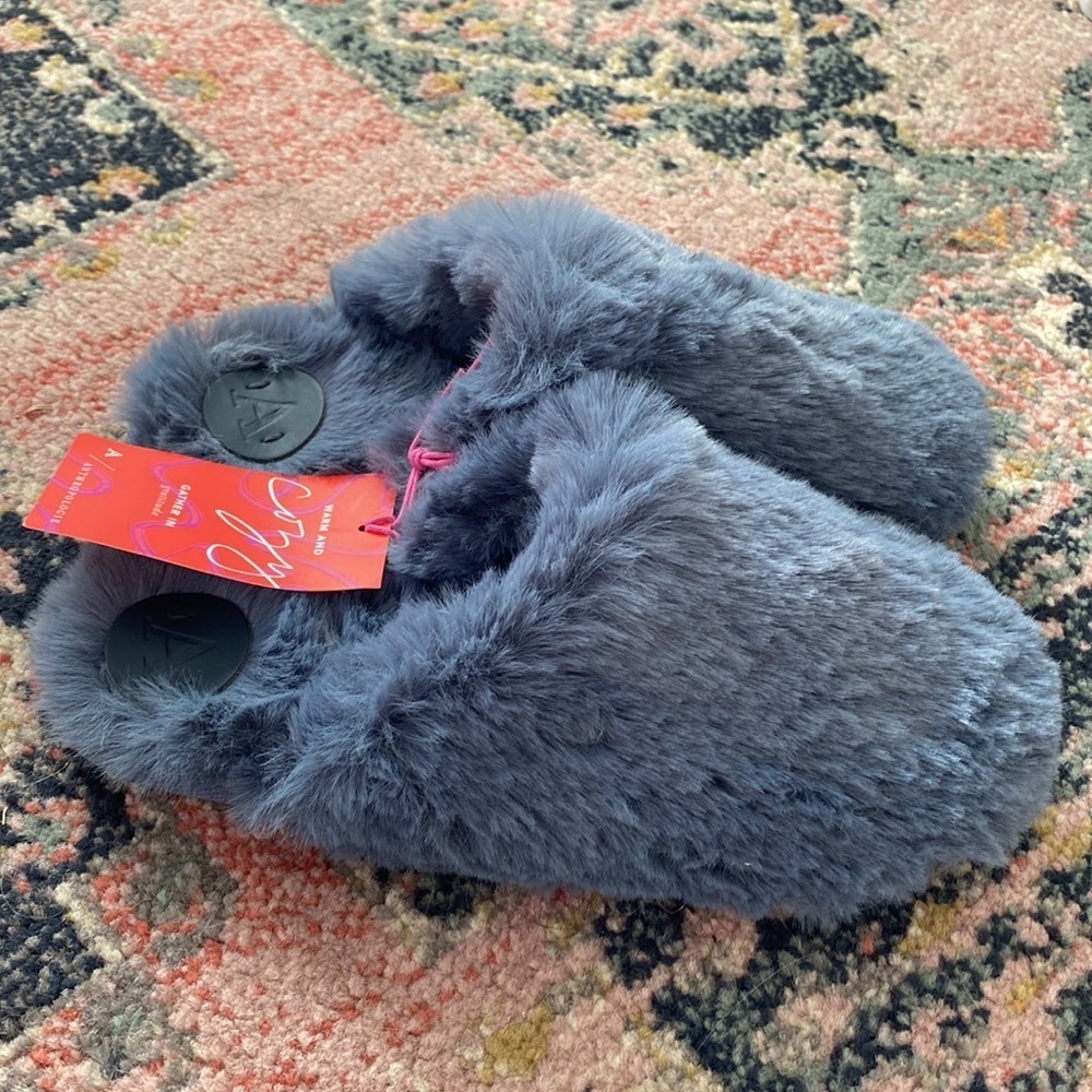 Anthropologie  Fuzzy Faux Fur Slippers